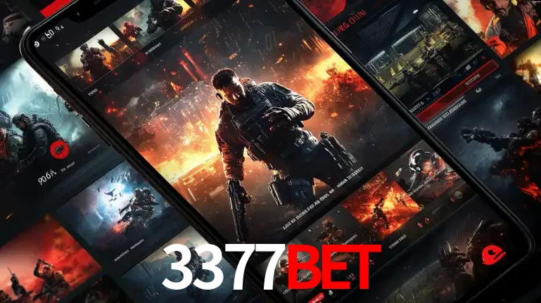Tela de um celular exibindo uma galeria de jogos de tiro com temática militar, mostrando a variedade de e-sports disponíveis para apostas na plataforma de entretenimento 3377bet.