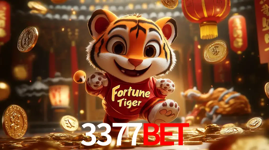O alegre personagem do Fortune Tiger correndo sobre um caminho de moedas de ouro, simbolizando os grandes prêmios e a diversão do popular jogo de slot do 3377bet.