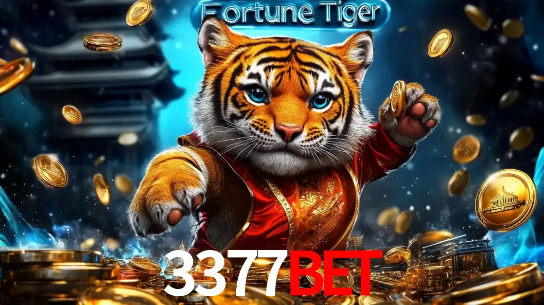 Imagem promocional do jogo de slot Fortune Tiger, com um tigre majestoso em traje tradicional cercado por uma fortuna em moedas de ouro, disponível agora no cassino 3377bet.
