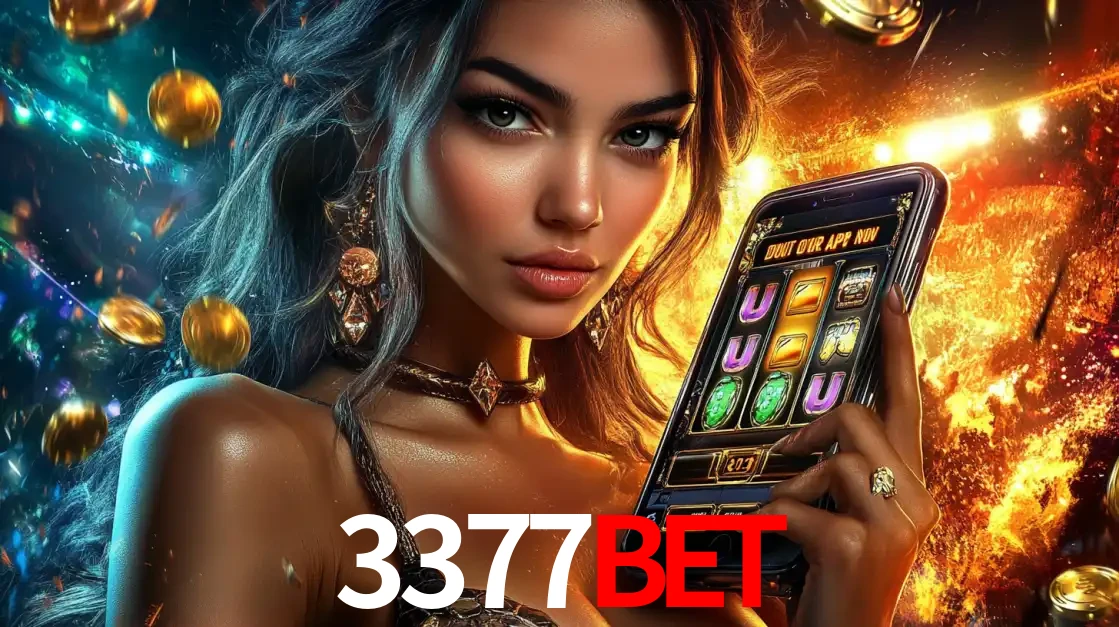 Mulher elegante mostrando um jogo de caça-níqueis em seu smartphone, destacando a experiência de cassino móvel oferecida pelo aplicativo 3377bet.